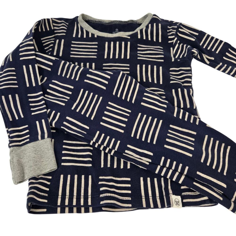 Honest Baby Organic Cotton Blue White Geometric Print Two Piece PJ Set Size 4T